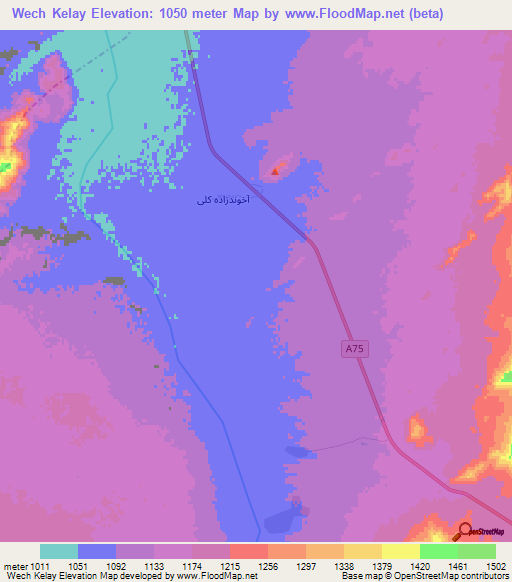 Wech Kelay,Afghanistan Elevation Map