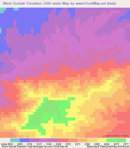 Wech Gozhah,Afghanistan Elevation Map