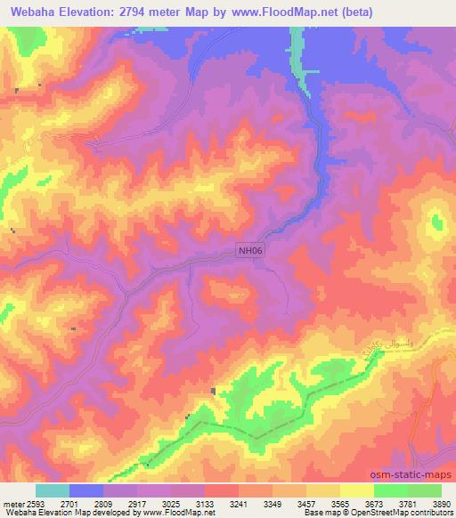 Webaha,Afghanistan Elevation Map