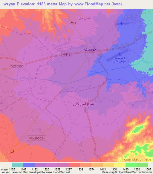 wzyan,Afghanistan Elevation Map