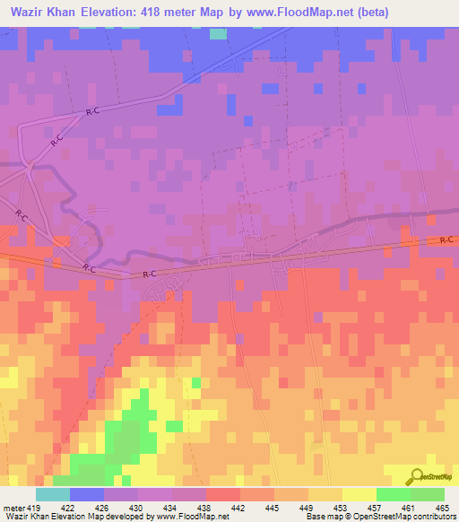 Wazir Khan,Afghanistan Elevation Map