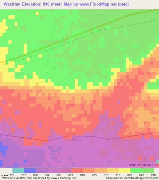 Wazirian,Afghanistan Elevation Map
