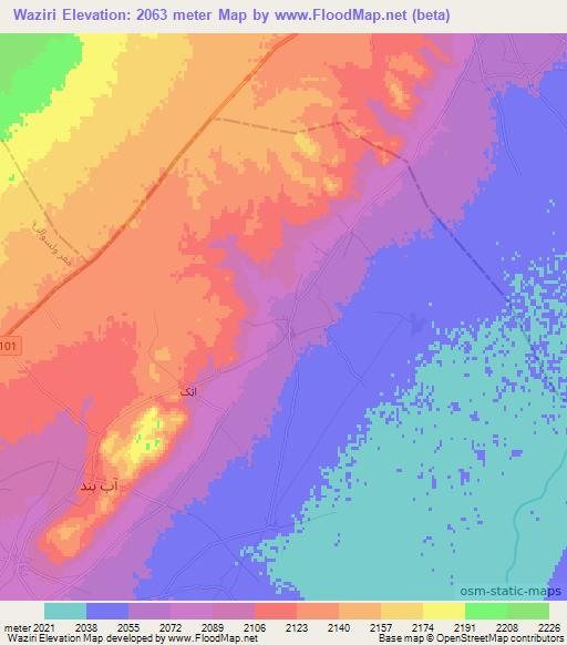 Waziri,Afghanistan Elevation Map