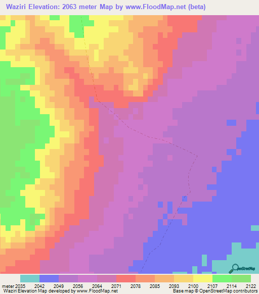 Waziri,Afghanistan Elevation Map