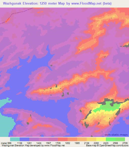 Wazhgunak,Afghanistan Elevation Map