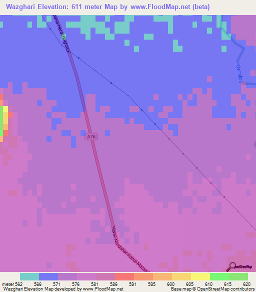 Wazghari,Afghanistan Elevation Map