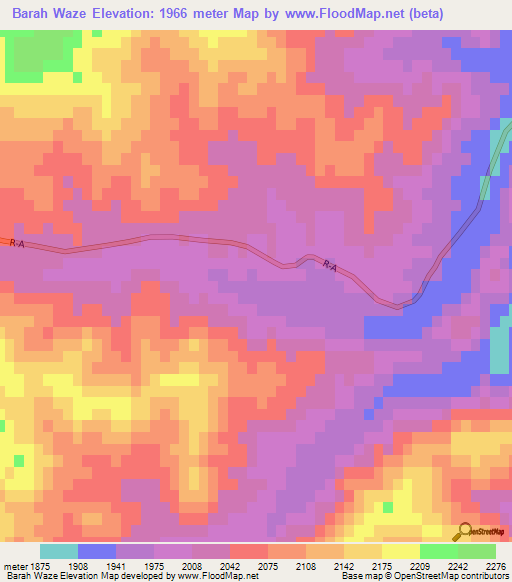 Barah Waze,Afghanistan Elevation Map