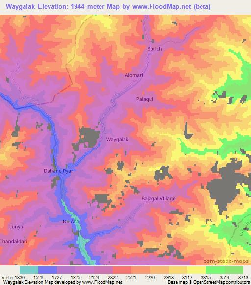 Waygalak,Afghanistan Elevation Map