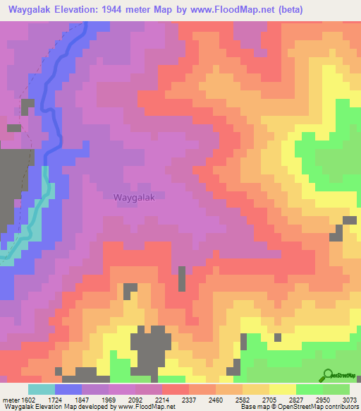 Waygalak,Afghanistan Elevation Map