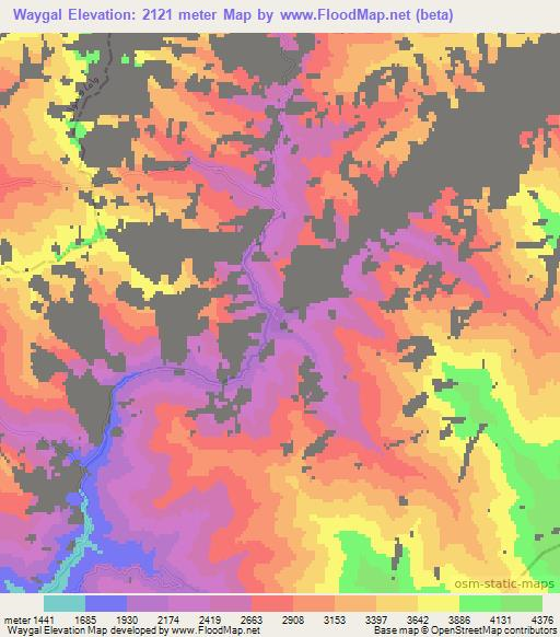 Waygal,Afghanistan Elevation Map