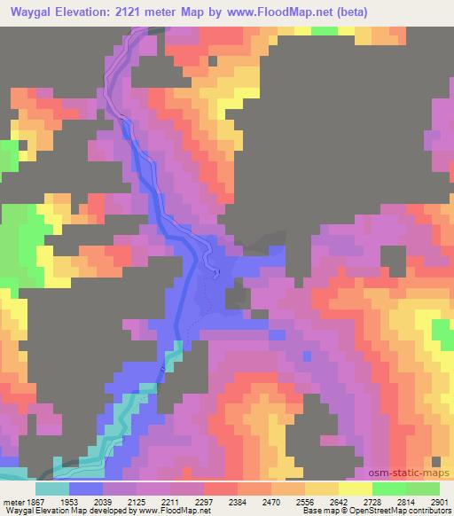 Waygal,Afghanistan Elevation Map