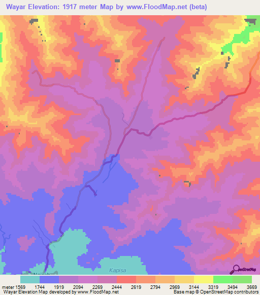 Wayar,Afghanistan Elevation Map