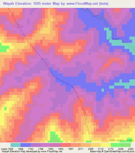 Wayah,Afghanistan Elevation Map