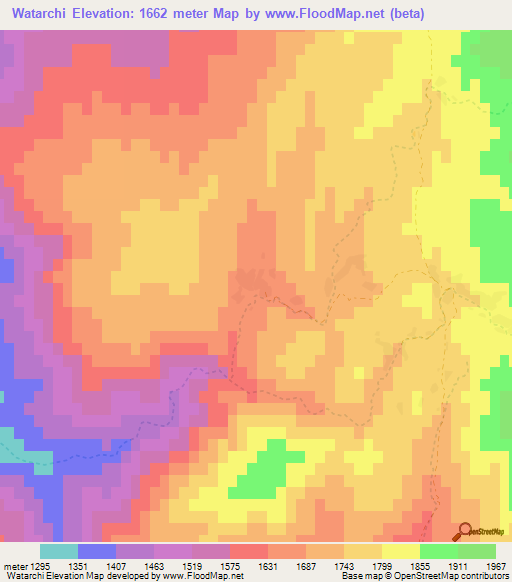 Watarchi,Afghanistan Elevation Map