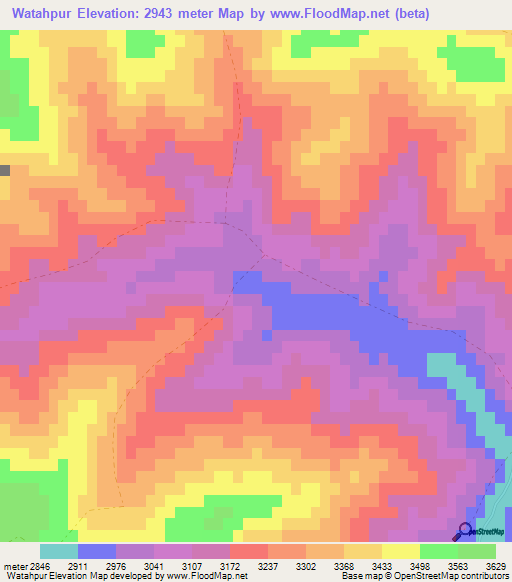Watahpur,Afghanistan Elevation Map
