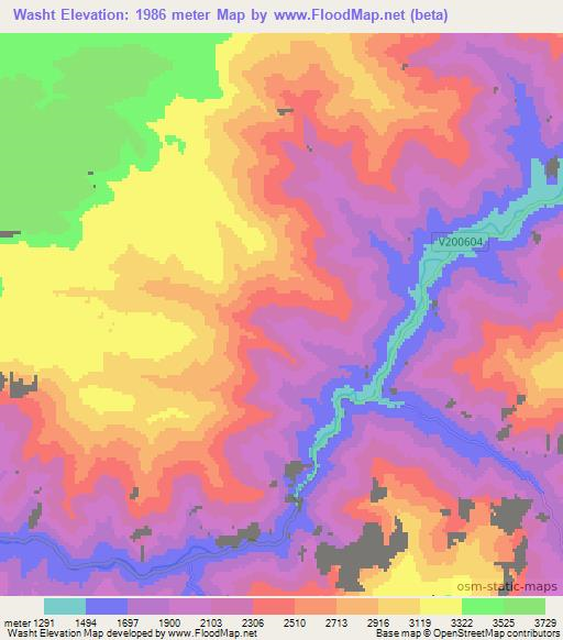 Washt,Afghanistan Elevation Map