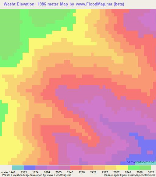 Washt,Afghanistan Elevation Map