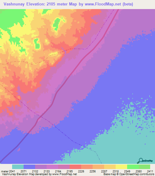 Vashnunay,Afghanistan Elevation Map