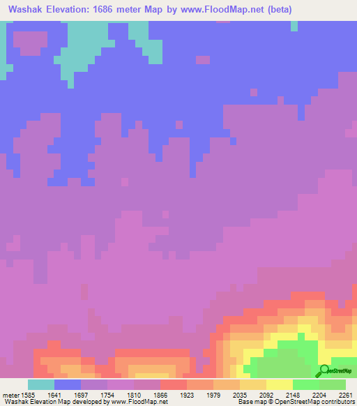 Washak,Afghanistan Elevation Map