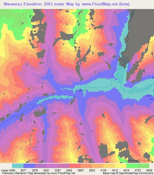 Warwarzu,Afghanistan Elevation Map