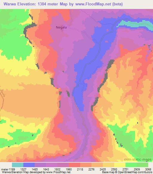 Warwa,Afghanistan Elevation Map