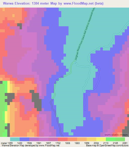 Warwa,Afghanistan Elevation Map