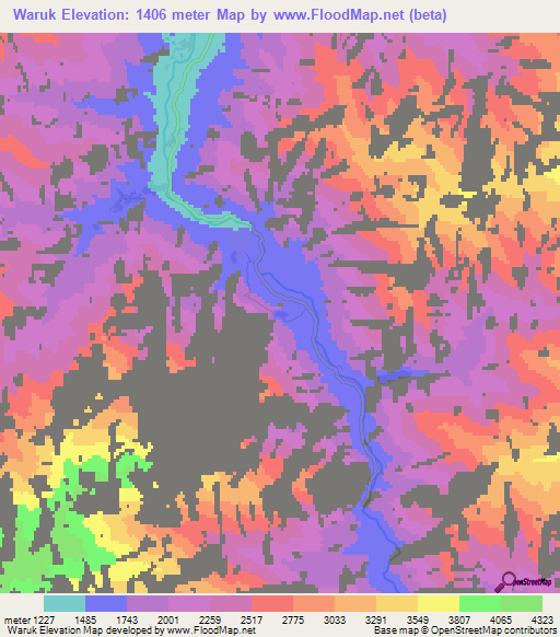 Waruk,Afghanistan Elevation Map
