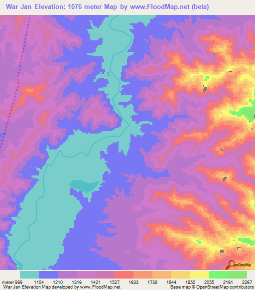 War Jan,Afghanistan Elevation Map