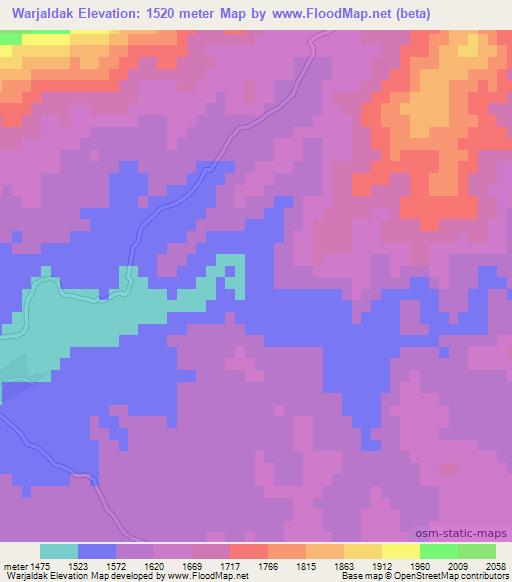 Warjaldak,Afghanistan Elevation Map
