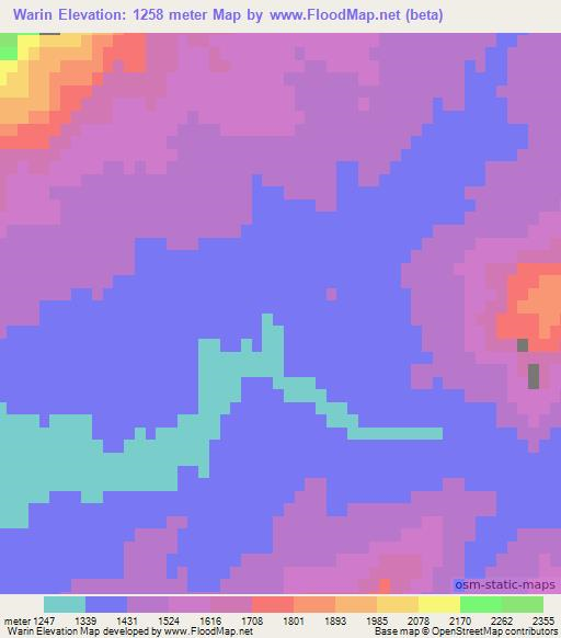 Warin,Afghanistan Elevation Map