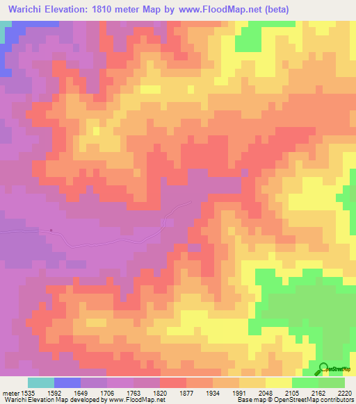 Warichi,Afghanistan Elevation Map