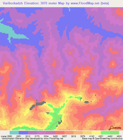 Variborkadzh,Afghanistan Elevation Map