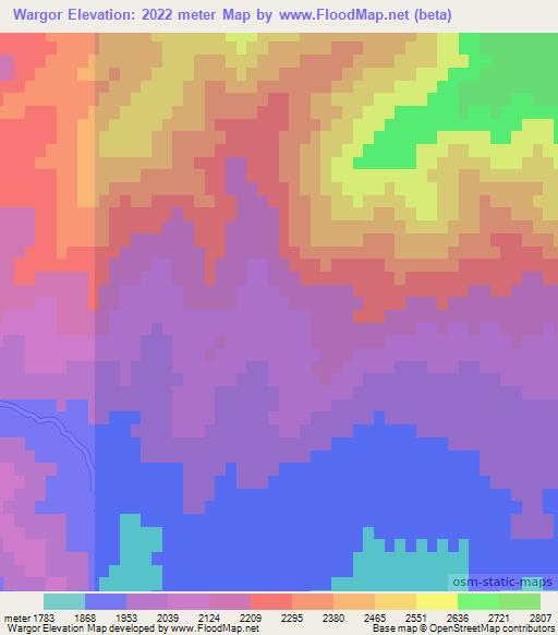 Wargor,Afghanistan Elevation Map