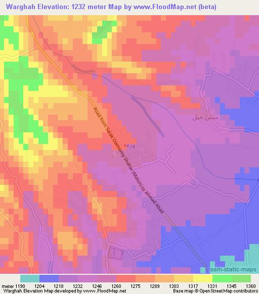 Warghah,Afghanistan Elevation Map