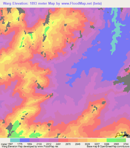 Warg,Afghanistan Elevation Map