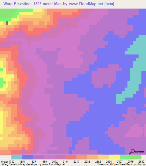 Warg,Afghanistan Elevation Map