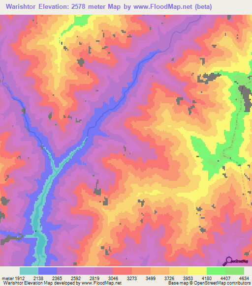 Warishtor,Afghanistan Elevation Map