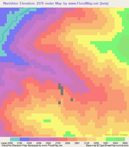 Warishtor,Afghanistan Elevation Map
