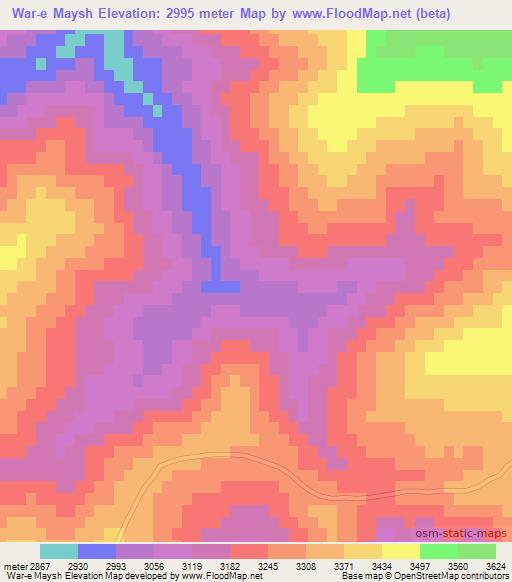 War-e Maysh,Afghanistan Elevation Map