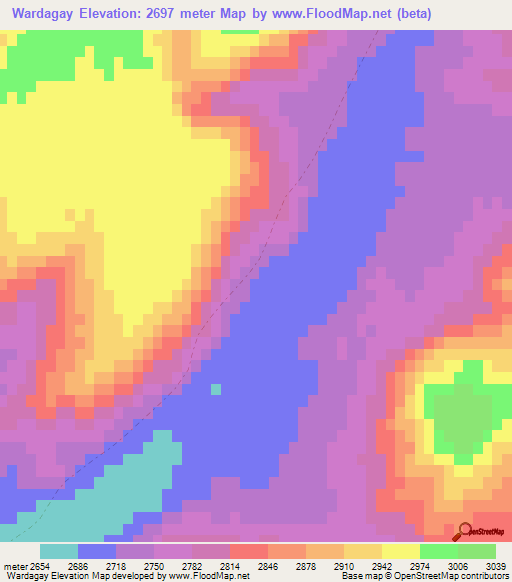 Wardagay,Afghanistan Elevation Map