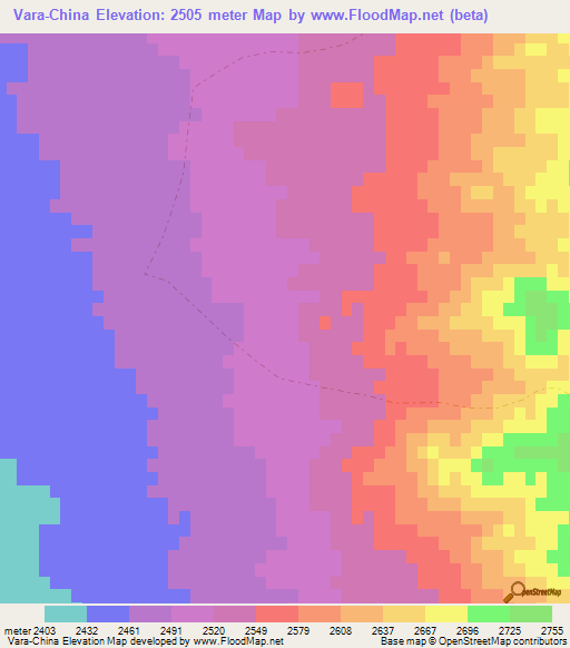 Vara-China,Afghanistan Elevation Map