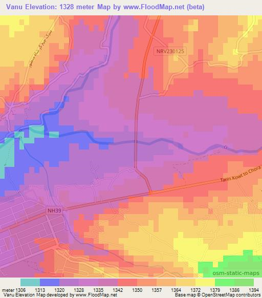 Vanu,Afghanistan Elevation Map