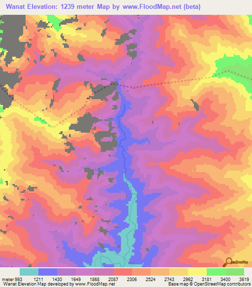 Wanat,Afghanistan Elevation Map