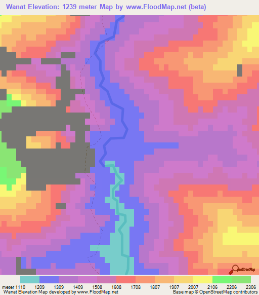 Wanat,Afghanistan Elevation Map