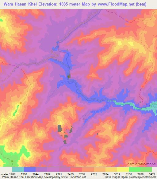 Wam Hasan Khel,Afghanistan Elevation Map