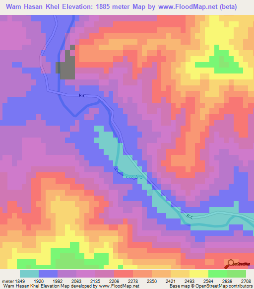 Wam Hasan Khel,Afghanistan Elevation Map