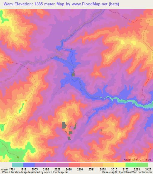 Wam,Afghanistan Elevation Map