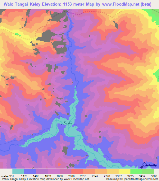 Walo Tangai Kelay,Afghanistan Elevation Map