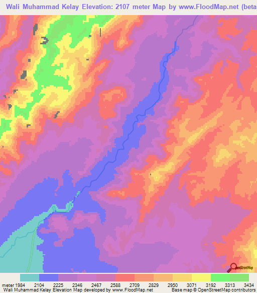 Wali Muhammad Kelay,Afghanistan Elevation Map