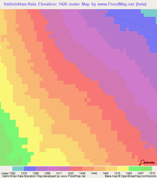 Valimirkhan-Kala,Afghanistan Elevation Map